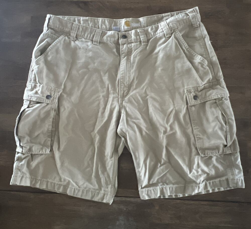 Carhartt Cargo Shorts Mens 44 Khaki Relaxed Fit Utility Outdoor Workwear 1002277